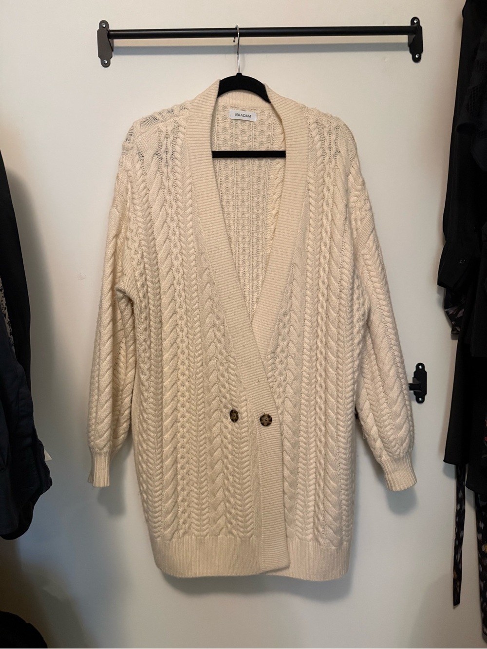 NAADAM Cream Cable Knit Long Cardigan